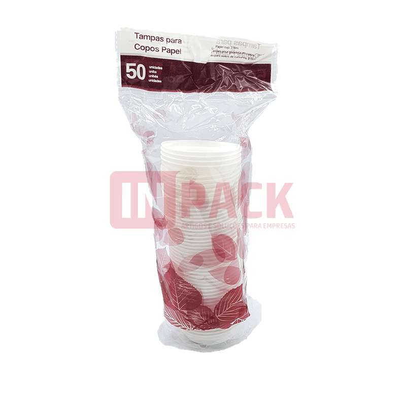Tampa para Copos de Papel 278Ml-10oz (Pack c/ 50 copos)