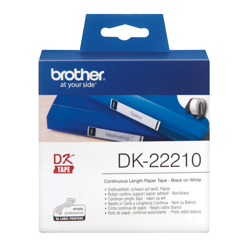 Rolo de Etiquetas Brother DK-22210. Rolo de Etiquetas para maquina de etiquetar Brother