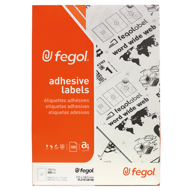 Etiquetas A4 Fegol Laser/Inkjet. Etiquetas Fegol para impressora a jatos de tinta ou a laser. Empresa