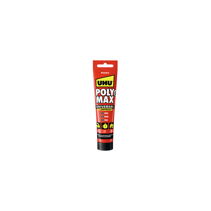 Cola e Veda Poly Max Cristal Express Tubo, UHU, Para colar, fixar e vedar quase todos os materiais