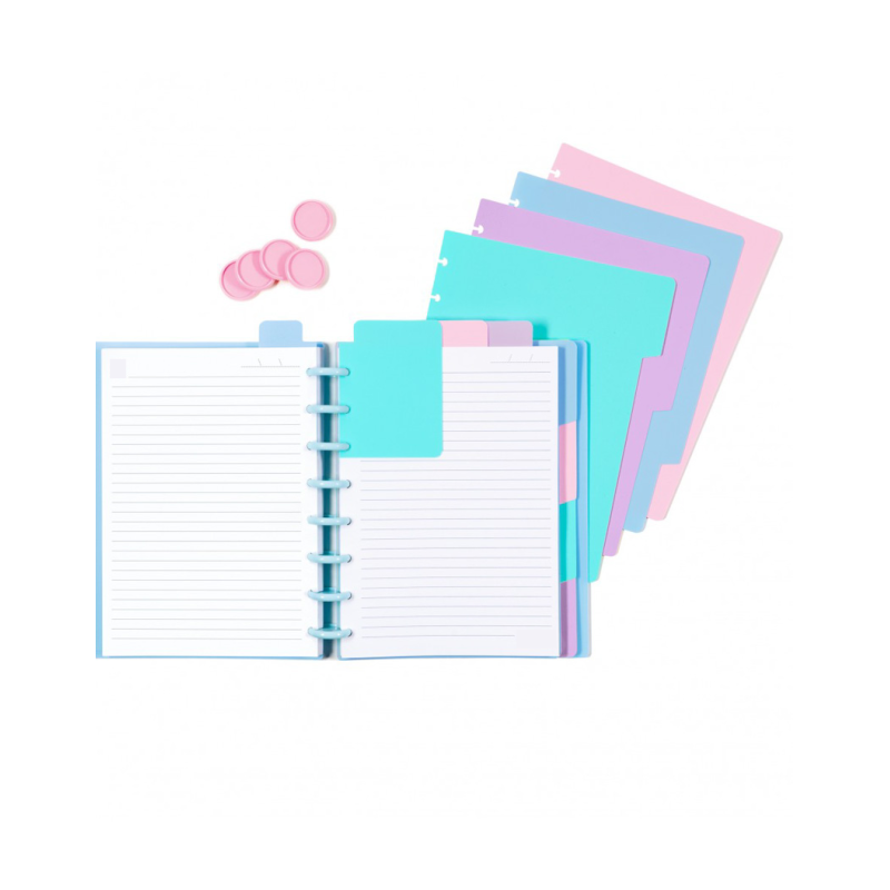 separadores para caderno inteligente, caderno de discos, estudo, projeto, organização, escola, escolar, A5