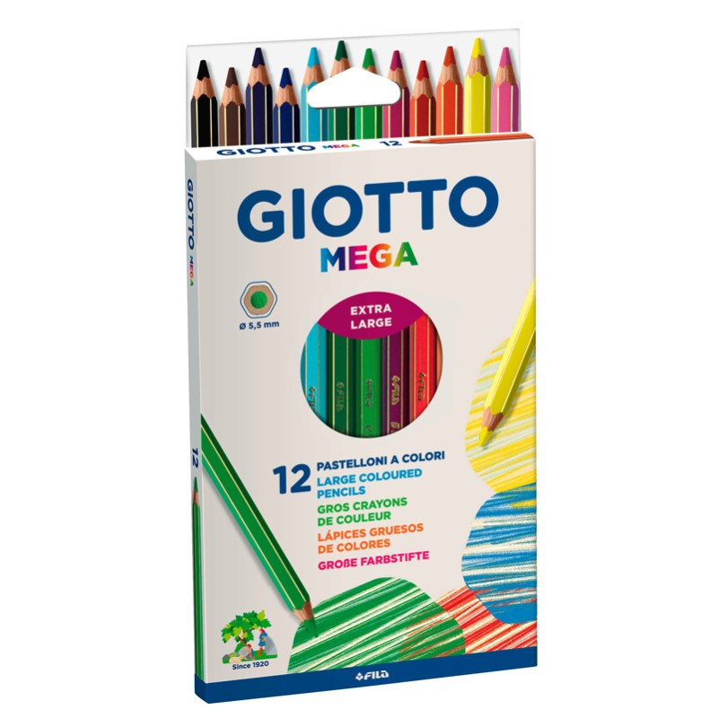 lapis de cor, giotto, mega, 12 cores, material escolar lapis de cor, giotto, mega, 12 cores, material escolar