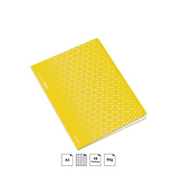 Caderno Agrafado Capa PP A5 48Fls. Ambar Polipro Triangulo Cores Sortidas (Xadrez). Material Escolar, Escola, disciplinas