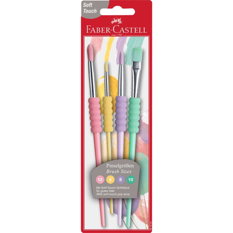 Pinceis, pincel, pintura, artes, material escolar, FABER CASTELL, guaches, aquarelas, Nº4/8/10/12