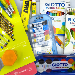 KIT ESCOLAR - 3º CICLO, Material Escolar, Caderno, Canetas, Maped, Ambar, Capa Preta, Lápis, Aguarelas, Caneta BIC, UHU, Giotto
