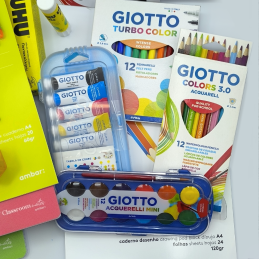KIT ESCOLAR - 3º CICLO, Material Escolar, Caderno Agrafado, Canetas, Maped, Ambar, Capa plástica, Lápis, Caneta BIC, UHU, Giotto