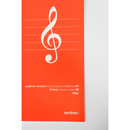 Caderno A4 de música, Caderno A5 de música, aulas de música, notas, pauta. material escolar barato, Ambar, material escolar