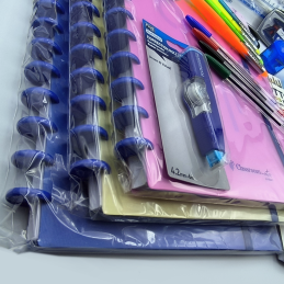 KIT ESCOLAR, Material Escolar, Caderno Inteligente, Canetas, Ambar, Lápis, Caneta BIC, UHU, Giotto