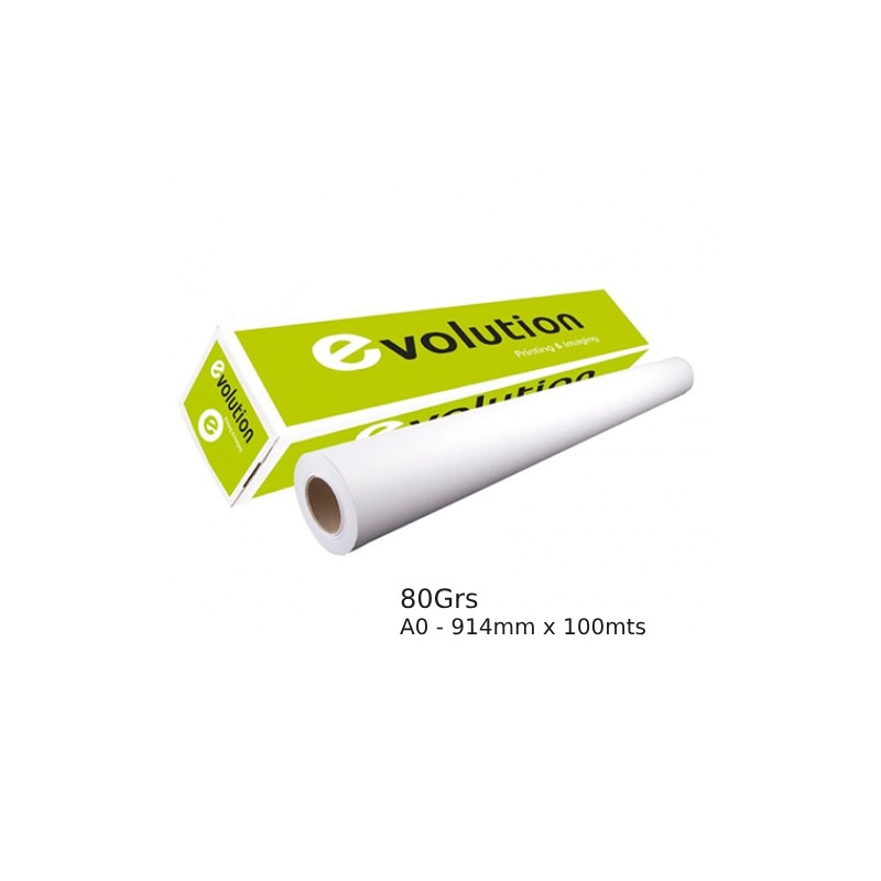 Rolo de Papel Ploter, A0, 914mm x 100mts, 80Grs, Evolution Premium, 1 Rolo, Impressão de projetos, Arquitetura, Engenharia