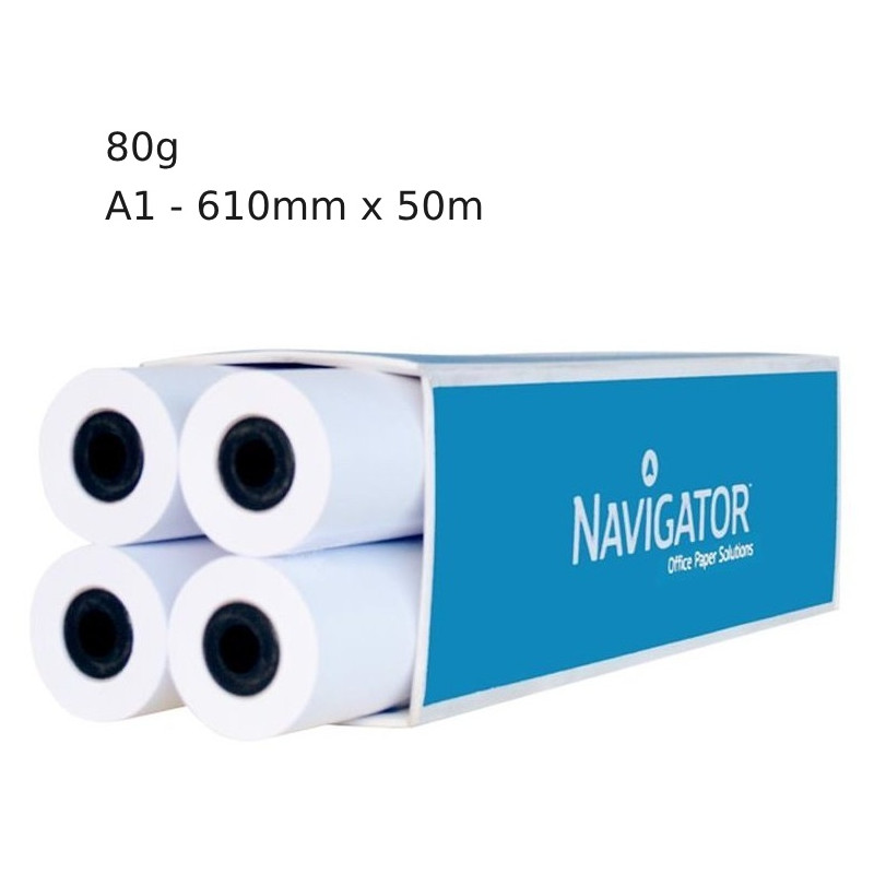 Rolo de Papel A1 Ploter NAVIGATOR, 80 g/m², Branco, material para empresa, material para arquitetura. papel plotter