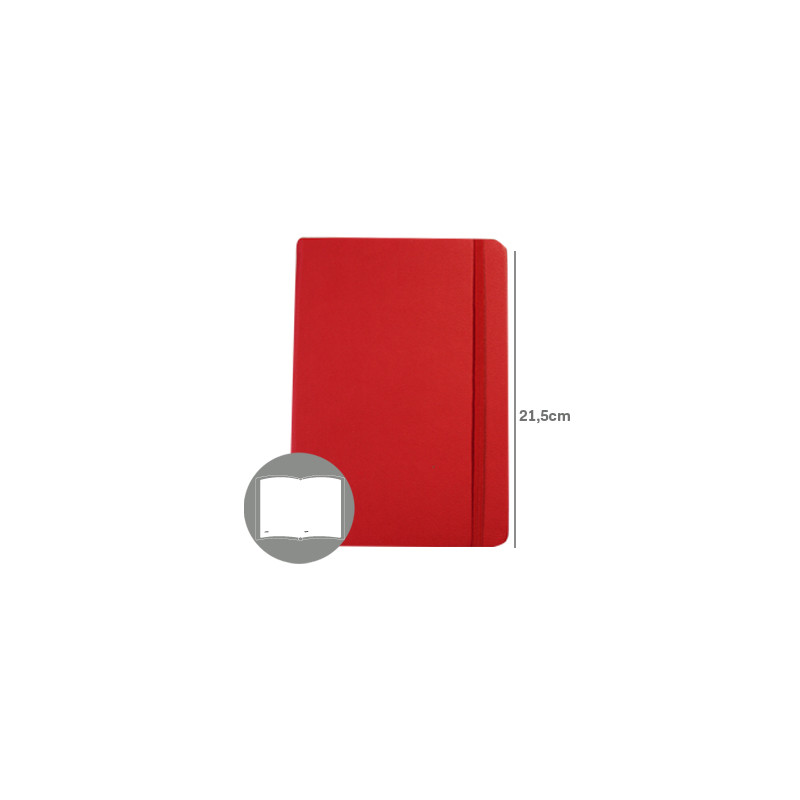 Caderno de Apontamentos, Liso 21,5x14,5cm, Semi Pele, bloco de apontamentos, reuniões, marcações, vermelho, A5