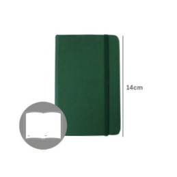 Bloco de Notas, Caderno de apontamentos, notebook liso,capa rija em pele verde esmeralda, 14x9cm
