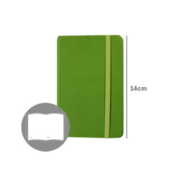 Bloco de Notas, Caderno de apontamentos, notebook liso,capa rija em pele verde, 14x9cm