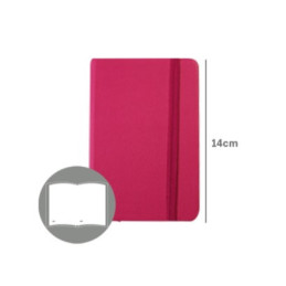 Bloco de Notas, Caderno de apontamentos, notebook liso,capa rija em pele rosa, 14x9cm