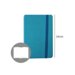 Bloco de Notas, Caderno de apontamentos, notebook liso,capa rija em pele azul, 14x9cm