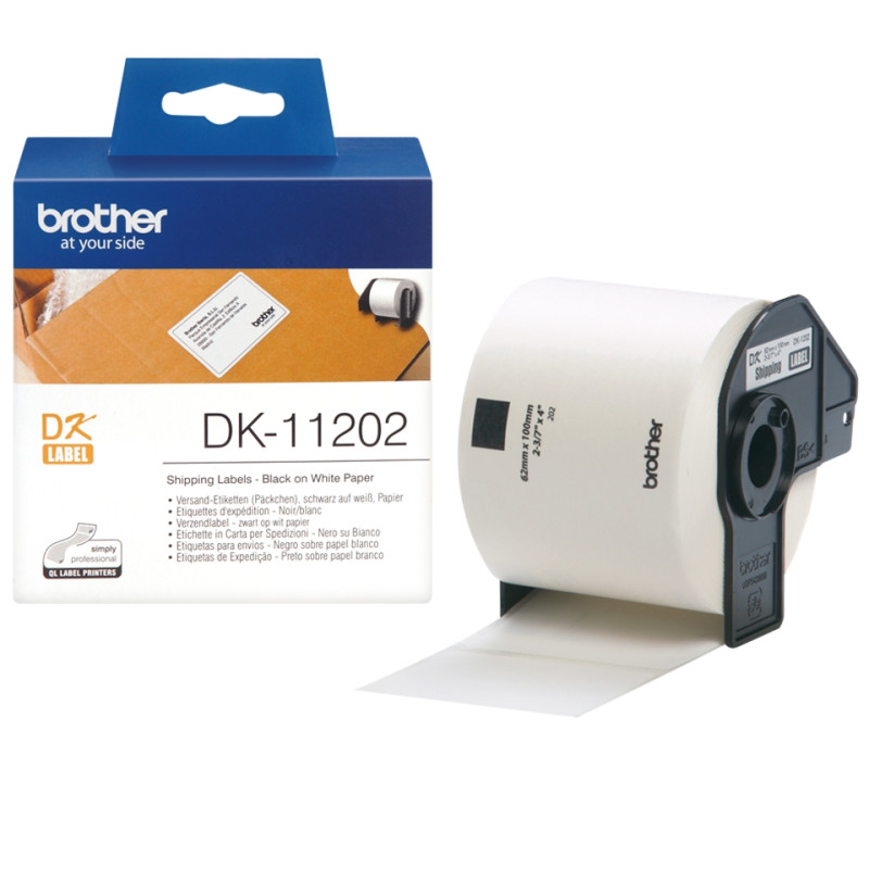 Rolo de Etiquetas térmicas Brother DK-11202, pré-cortadas, 62x100mm, 300 unidades