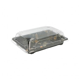 Embalagem para Sushi, base preta com tampa transparente