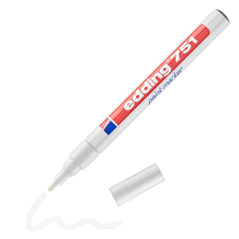 Marcador Permanente, Branco, Edding 751, Fino, 1-2mm, desenho, etiquetas, marcação Marcador Permanente, Branco, Edding 751, Fino, 1-2mm, desenho, etiquetas, marcação