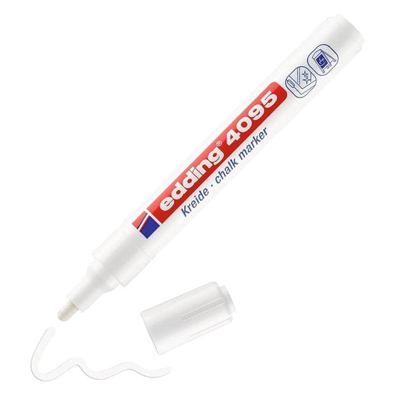 Marcador Giz Branco Edding 4085 2-3mm, Marcador Branco, medio