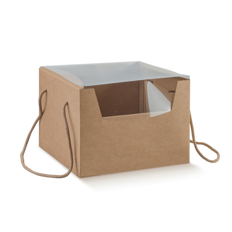 embalagem, panettone, panetone, caixa premium com janela e asa, 24,5 x 24,5 x18cm, cartão kraft, ecológica, caixa bolo