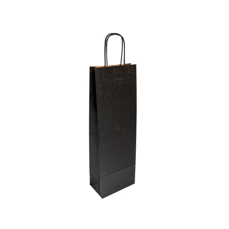 Saco de Papel Preto para 1 garrafa, saco para presente. saco de papel kraft