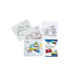Pintura Mágica - Veículos de passageiros, AmbarScience, jogo de cartas didático, educativo, +3 anos