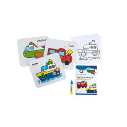 Pintura Mágica - Veículos de passageiros, AmbarScience, jogo de cartas didático, educativo, +3 anos