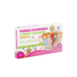 Puzzle Corpo Humano Menina, AmbarScience, jogo de cartas didático, educativo, +3 anos