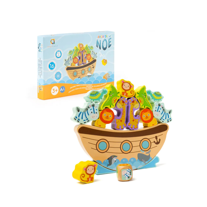 Jogo Arca de Noé - AmbarScience, precepção de cor, coordenação, didárito, brinquedo, jogo, +3 anos