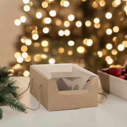 embalagem, panettone, panetone, caixa premium com janela e asa, 33,5 x 23,5 14cm, cartão kraft, ecológica, caixa bolo