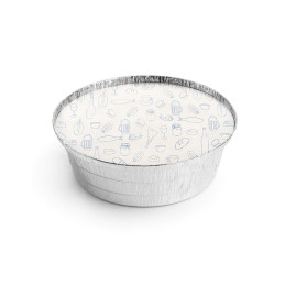 Recipiente, Embalagem Alimentar Alumínio 1400ml Redonda com Tampa.