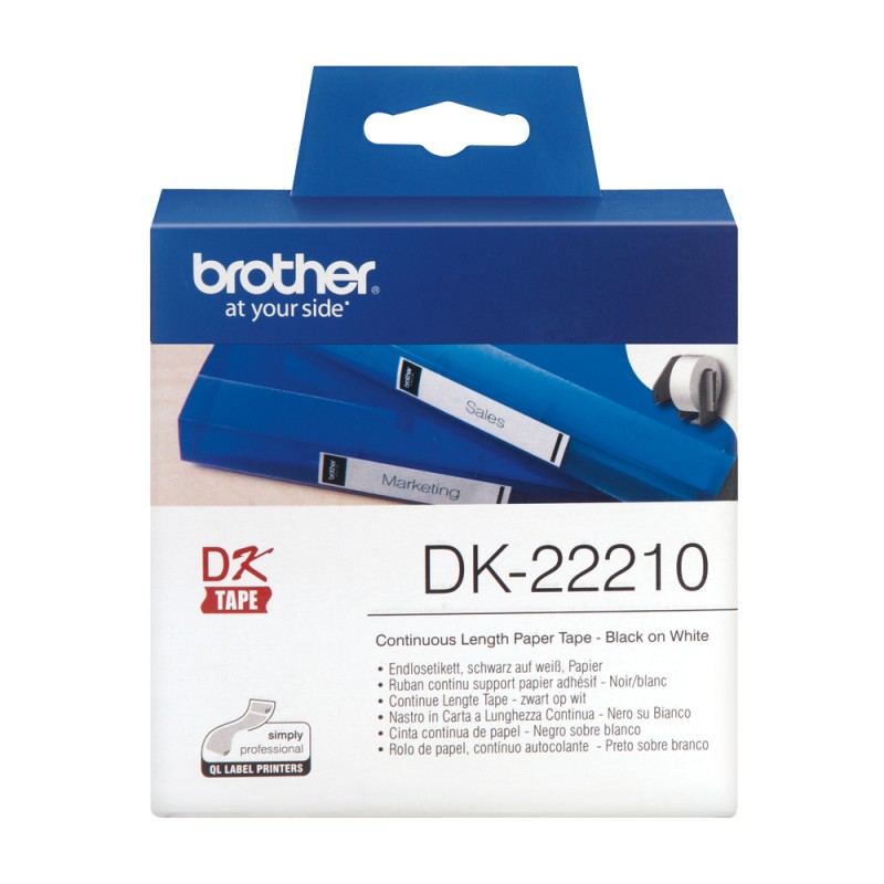 Rolo de Etiquetas Brother Papel Térmico Contínuo Branco 29mmx30,48m (DK-22210)
